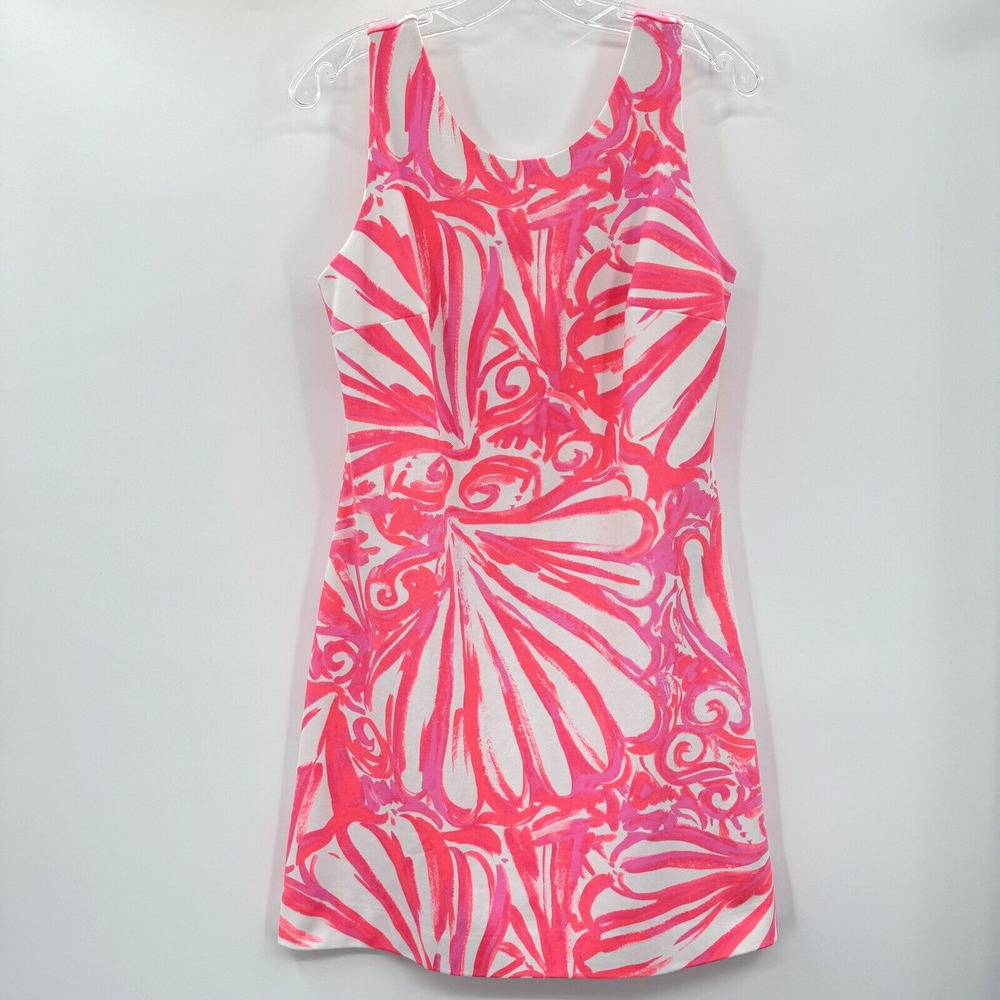 Lilly Pulitzer Callie Shift Dress Size S White Pink Sun Ray Shimmy Shimmy 20933